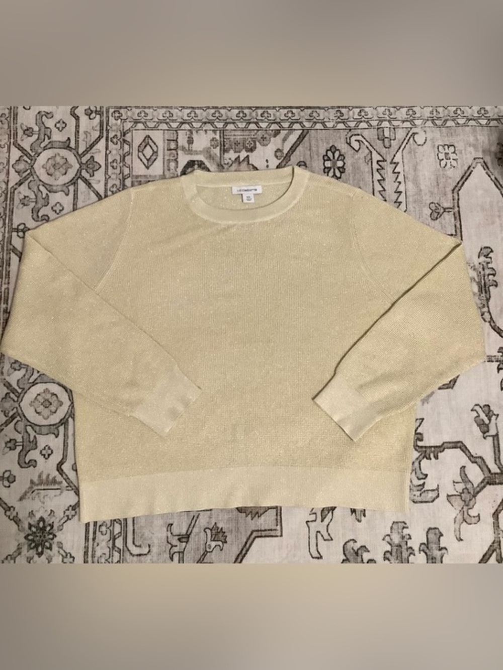 Liz Claiborne Light Cream Metallic Crewneck Sweater